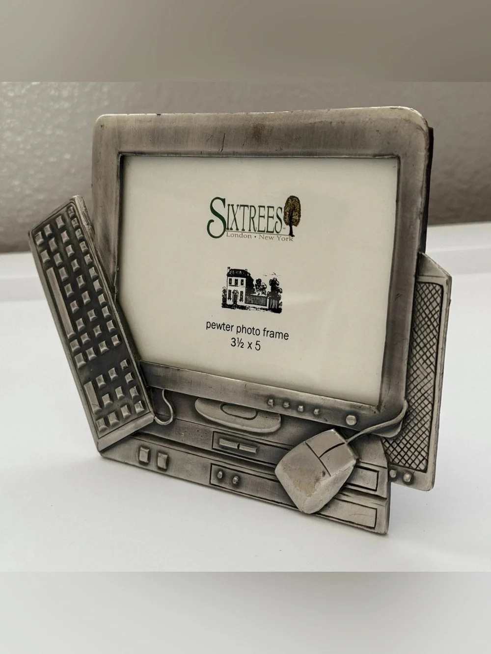 Six Trees Pewter Computer Photo Frame Desktop PC Vintage Retro Office Decor